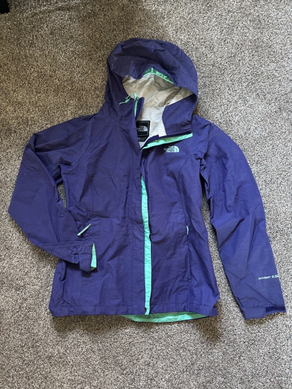 The North Face Purple Jacket with Mint Trim Hood